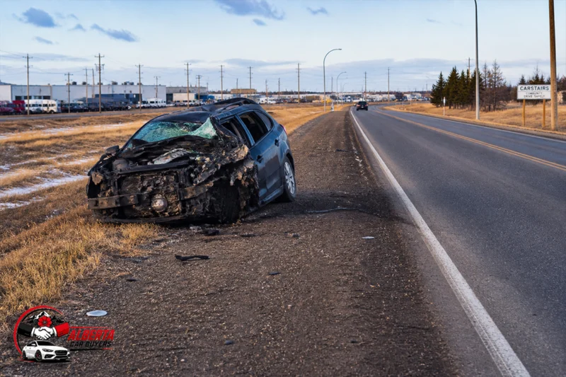 a wrecked car in Carstairs