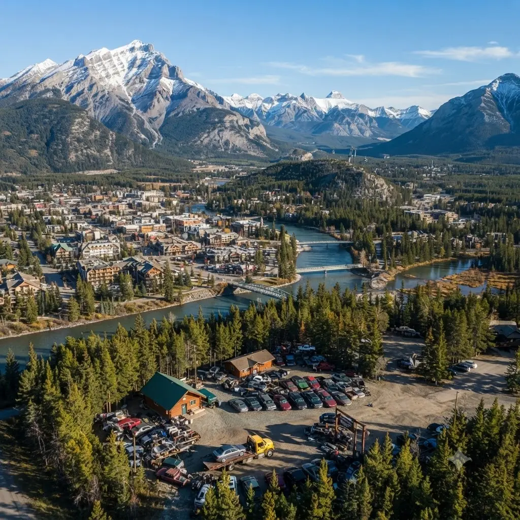 Banff mountain road, Alberta Car Buyers service area