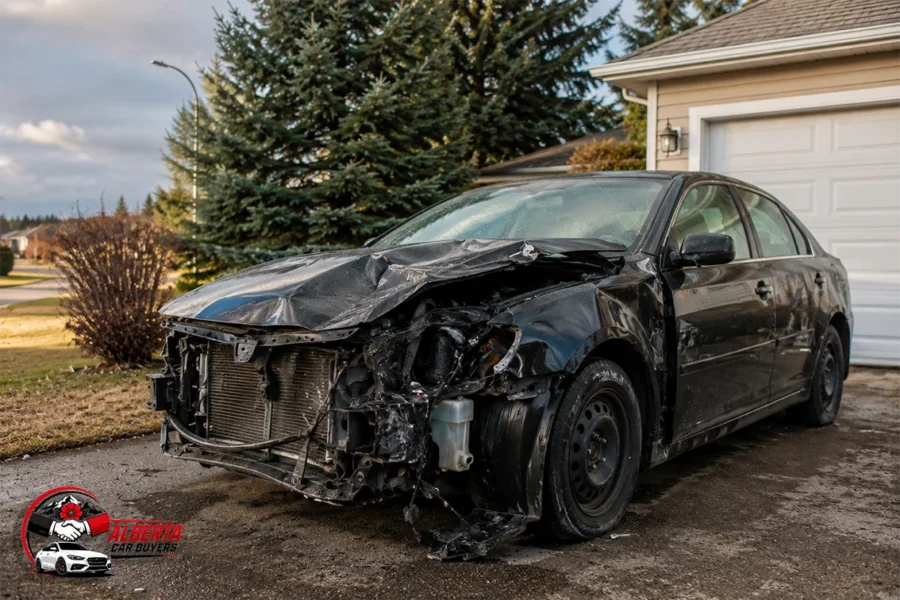 Scrap Car in a drive way