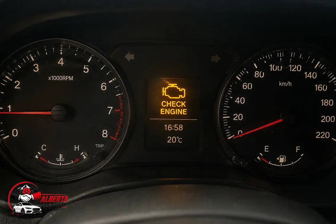 a car with an engine light on