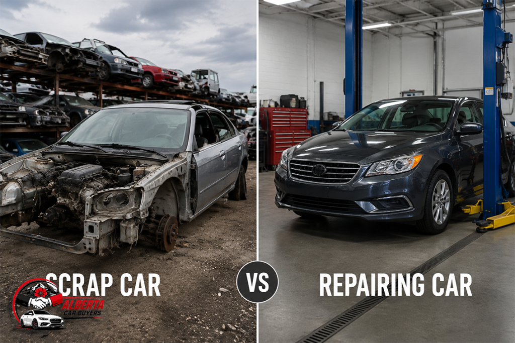 A scrap car VS repairing car